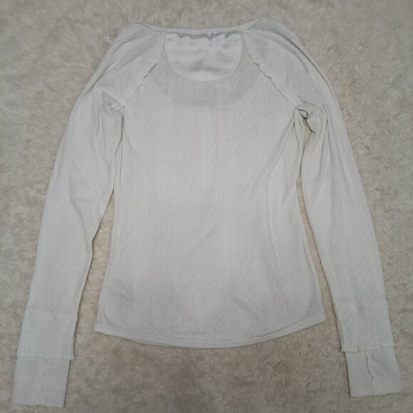 Free People We the Free Women Crew Neck Thermal Shirt White Size M - Picture 3 of 8
